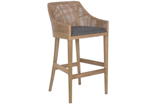 Taburete Alto de Ratán y Madera de Mindi Gris MB-228500