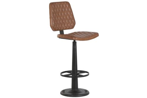 Taburete Alto Tapizado en Piel Sintética Marrón MB-223595