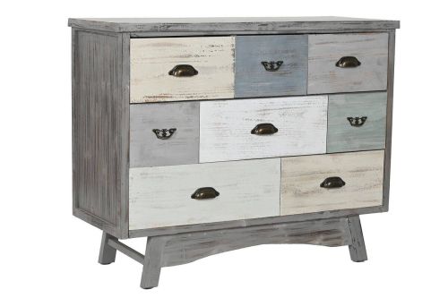 Cajonera de Madera de Abeto Envejecida Gris con 8 Cajones MB-217765