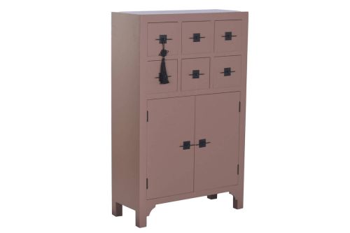 Cajonera Oriental de Madera Abeto con 6 Cajones Moka MB-230817