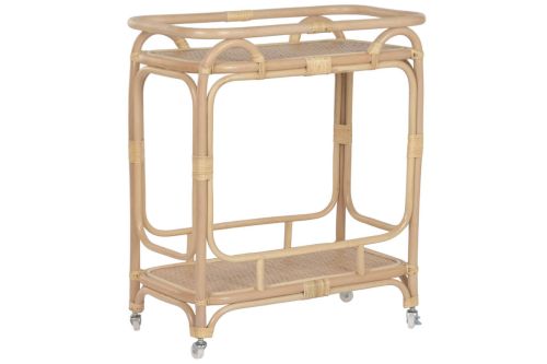 Camarera de Ratán Natural con Ruedas y Dos Estantes MB-223987