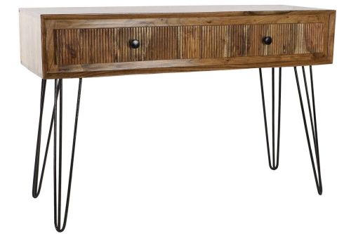 Consola de Recibidor de Acacia con 2 Cajones y Patas de Metal MB-177696