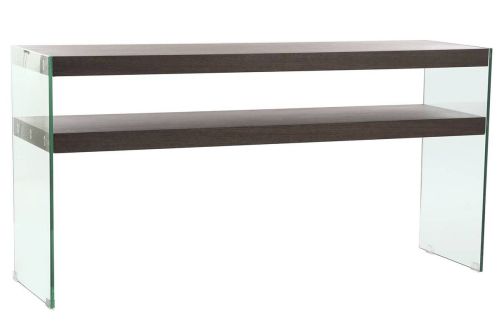 Consola de Cristal con 2 Baldas en MDF Nogal Marrón MB-204502