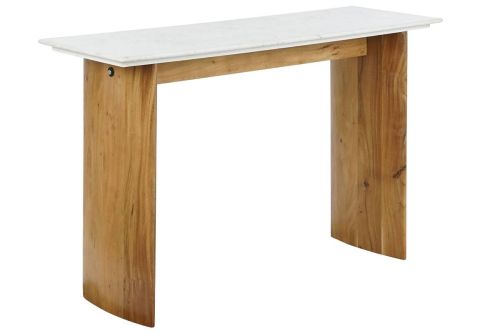 Consola de Mármol Blanco con Madera de Mango 120 cm MB-208508