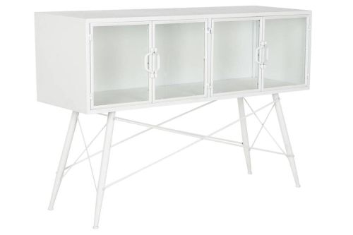 Consola de Metal Blanca con Puertas de Cristal MB-208105