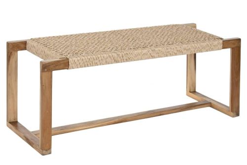 Descalzadora de Teca con Asiento de Fibra Trenzada MB-221574