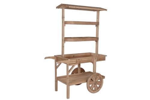 Expositor de Madera Tipo Carro con Ruedas Natural de 108 cm MB-218221