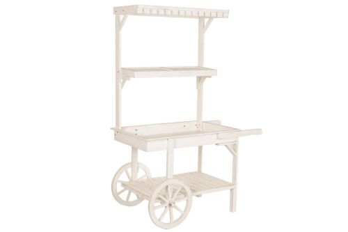 Expositor de Madera Blanco con Ruedas de Abeto de 115 cm MB-224502