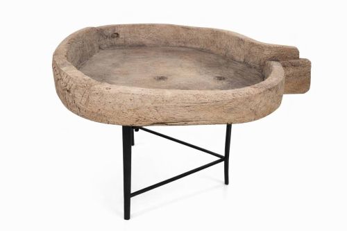 Mesa Auxiliar de Madera de Abeto con Patas de Metal MB-228366
