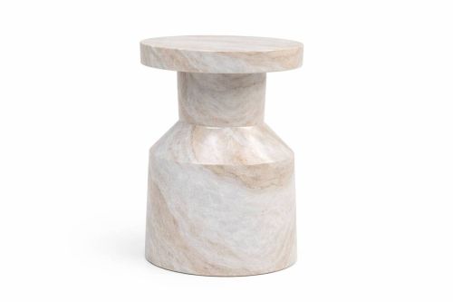 Mesa Auxiliar de Mármol Redonda Color Natural MB-230443