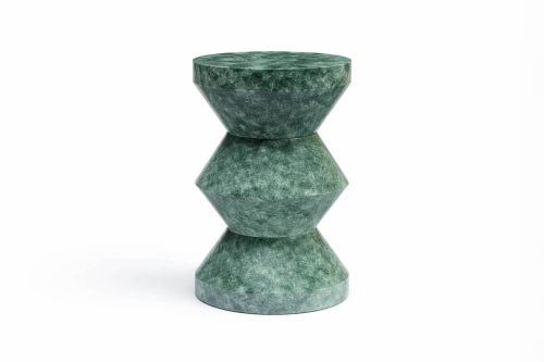 Mesa Auxiliar de Mármol Verde con Diseño Escultórico MB-230442