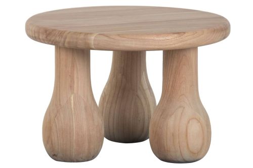 Mesa Auxiliar Redonda de Madera Mindi Acabado Natural MB-221796