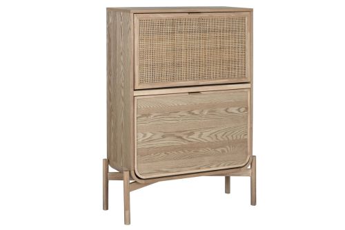 Zapatero de Madera de Abeto con Ratán Natural MB-215922