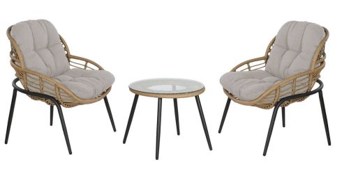 Conjunto de Jardín de Ratán Sintético con Mesa Auxiliar MB-224634