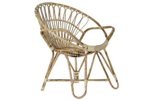 Silla de Jardín de Ratán Natural con Reposabrazos MB-182515