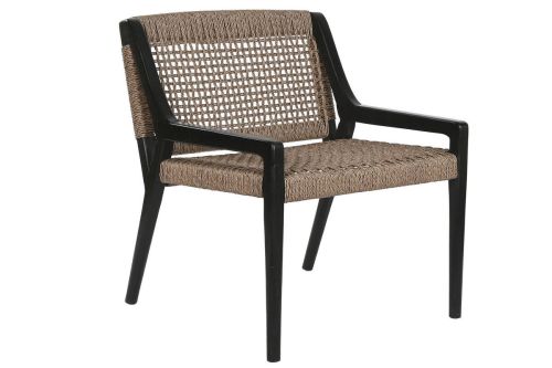 Silla de Teca y Fibra Sintética Negra MB-221571