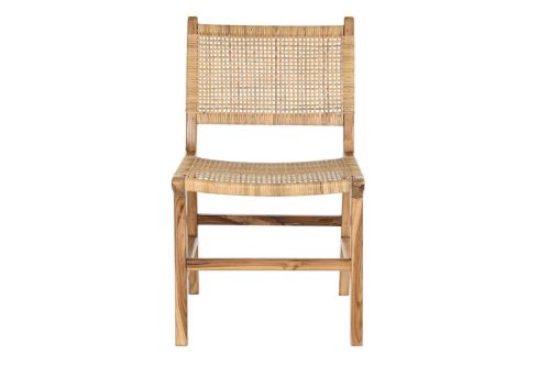 Silla de Comedor en Madera de Teca y Ratán Marrón Claro MB-199294