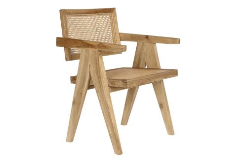 Silla de Teca con Asiento y Respaldo de Ratán MB-199291