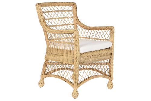 Silla de Jardín de Ratán Natural con Cojín MB-207615