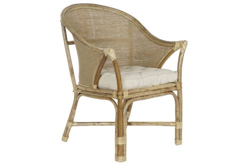 Sillón de Ratán Natural con Cojín de Algodón MB-207723