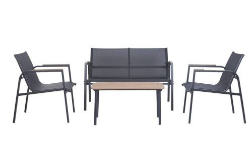 Conjunto de Jardín de Acero y Textilene Efecto Madera MB-224528