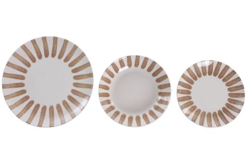 Vajilla de Porcelana 18 Piezas con Rayas Moka PC-233628