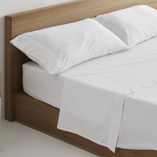 Juego de Sábanas de Algodón 500 hilos Blanco 180 cm TELIA HOME