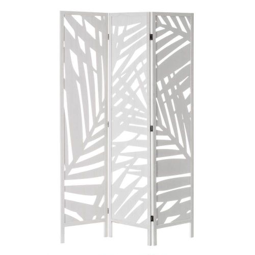 Biombo de 3 Hojas en color Blanco de MDF y Paulonia