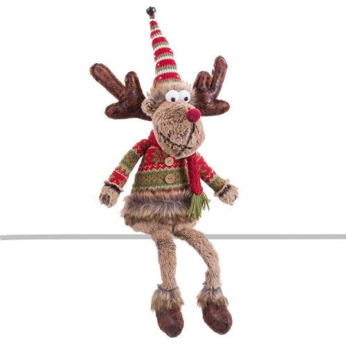 Figura Decorativa Navideña de Poliéster Reno Piernas Largas 723254