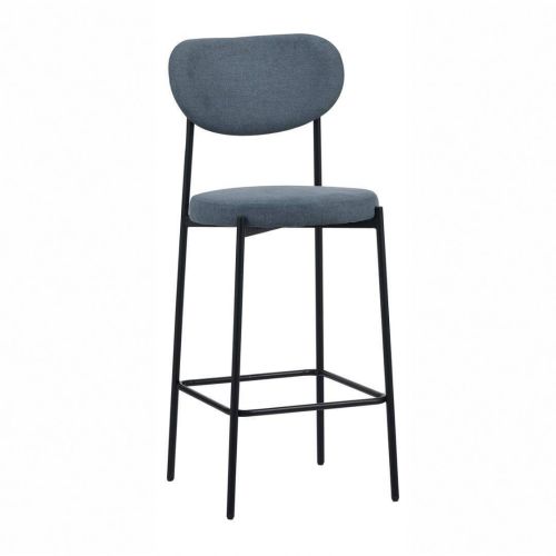 Taburete Alto con Asiento Tapizado en Azul MAUI 30-152