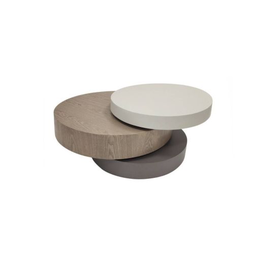 Mesa de Centro 3 Niveles Giratorios Efecto Madera 76-1016