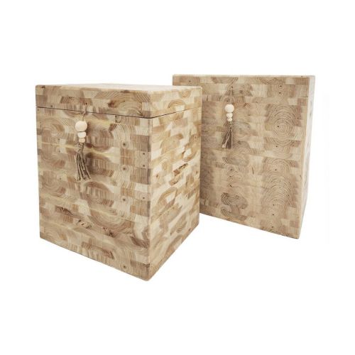 Caja Decorativa de Madera con Tapa Set de 2 15-636