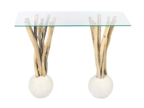 Consola de Recibidor de Madera Dolken y Cristal 100 cm RAMAS