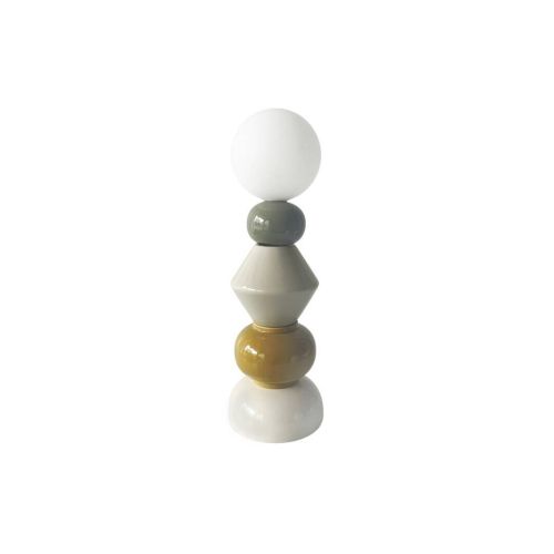 Lámpara de Sobremesa Cerámica y Vidrio Gris, Beige, Mostaza 50-605