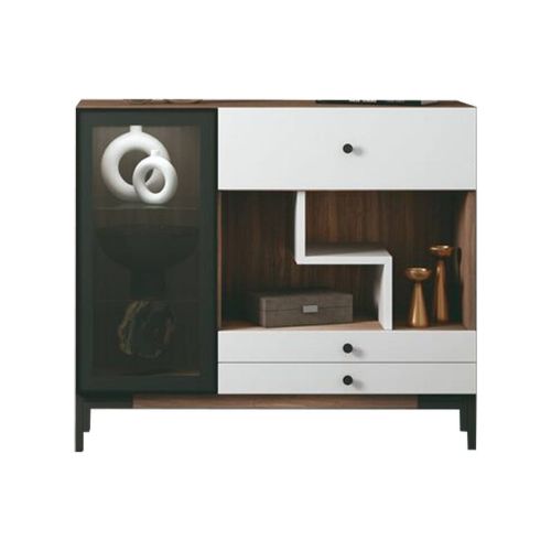 Recibidor con Armario y Estante Asimétrico color Marrón H130N100