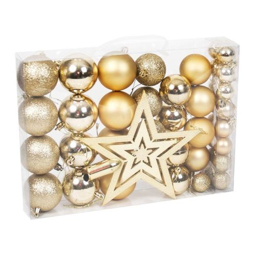 Set de 42 Bolas de Navidad en Color ORO