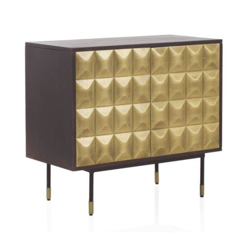 Aparador de 2 puertas color wengué y dorado GABAR 10838