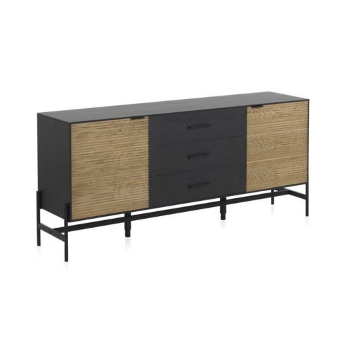 Aparador de madera de fresno negro y puertas de fresno natural GABAR 10973
