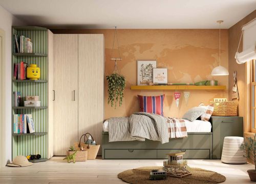Dormitorio Juvenil Compacto con Armario de Rincón DELULU 18