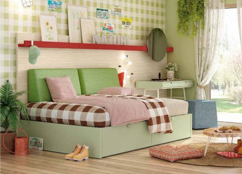 Dormitorio Juvenil con Canapé y Tocador Escritorio DELULU 36