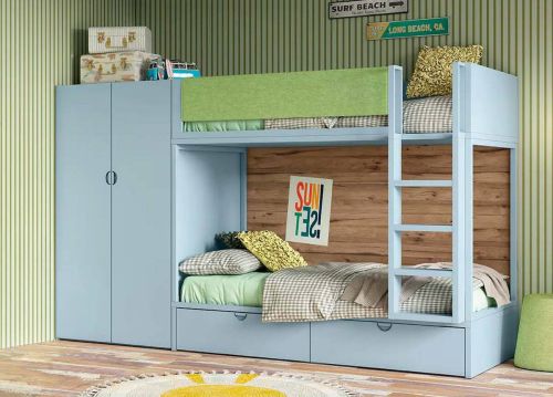 Dormitorio Juvenil con Litera y Armario 2 Puertas DELULU 45