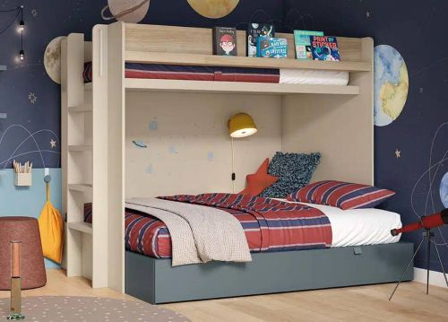 Dormitorio Juvenil con Litera y Cama BLOC 135 cm DELULU 52
