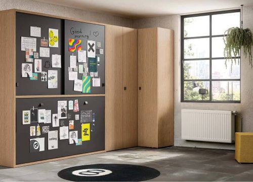 Dormitorio Juvenil con Cama Horizontal y Armario de Rincón DELULU 65