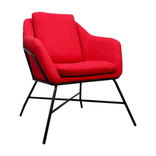 Butaca BIMBA Tapizada en Rojo y Patas de Metal