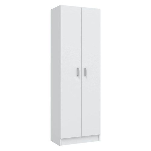 Armario auxiliar blanco de melamina con 2 puertas y 5 estantes regulables 007146O