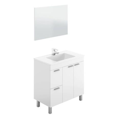 Conjunto de Baño 80 cm con 2 Puertas Blanco Brillo AKTIVA 305450BO