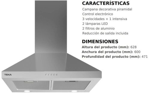 Campana Decorativa Piramidal Inox 60 cm TEKA DBP 68150 EOS 113010021