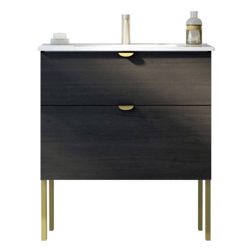 Mueble de Baño 80 cm con Lavabo en color Roble Azabache SMUG