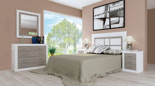 Dormitorio Matrimonio LARA Nº 1C en color andersen combinado con gris
