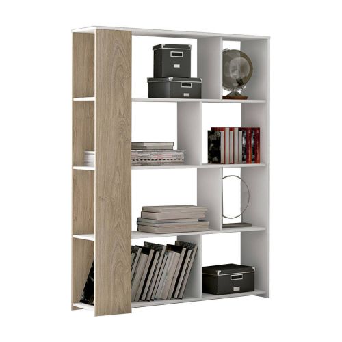 Estantería de Melamina de 129 cm Blanco-Roble SOTO